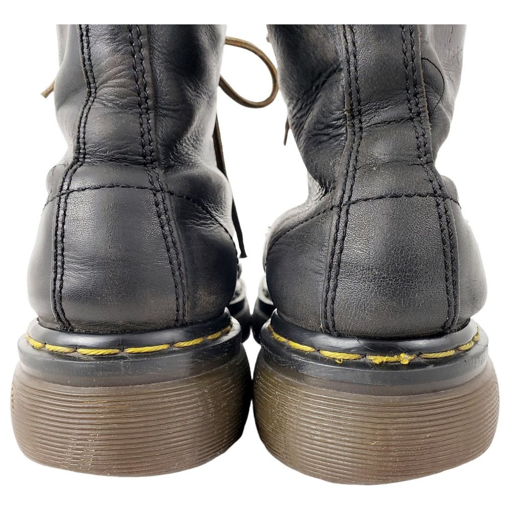 DR. MARTENS Vintage 90s Made in England Black Leather Combat Boots Men's 9 - Picture 9 of 12